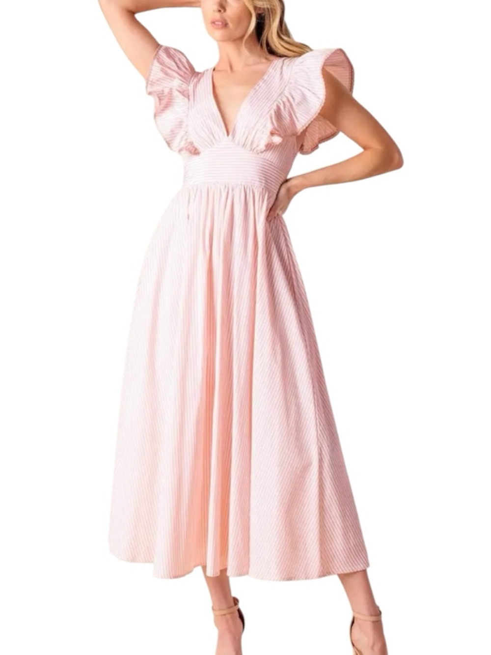 Flying tomato Striped Woven Midi Dress size S